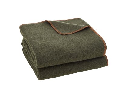 Vlnená kempingová deka 1,62×2,23 m (64"×88") teplá olivovo zelená