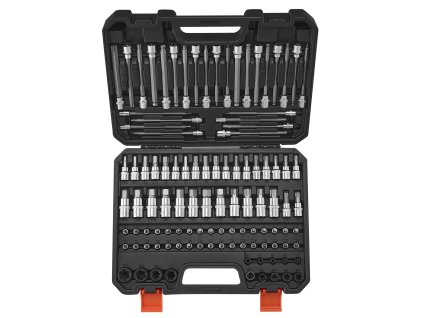 Sada bitov 107 dielov, sae/metrické, hex/torx, s2/cr-v, 1/4–1/2 in