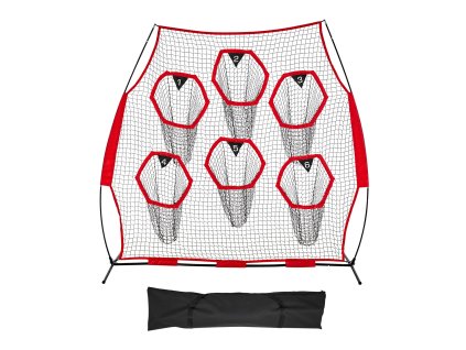 Futbalová tréningová hádzacia sieť 2438.4×2438.4mm, 6 vreciek, červená