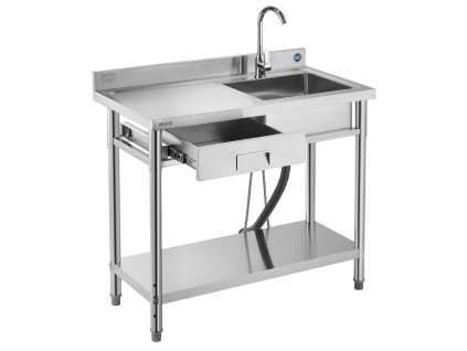 Nerezový samostatný jednovaničkový drez s batériou 1000×500×940 mm