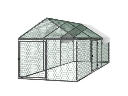 Kovový kurník pre 6-8 sliepok, 1×3×1 m, 3 dvere, vodotesný kryt