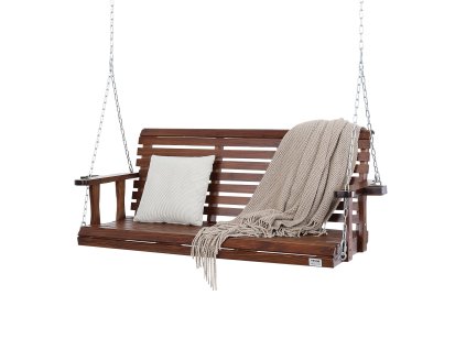 Drevená závesná hojdačka 5.5 ft, nosnosť 880 lbs, s reťazami, hnedá