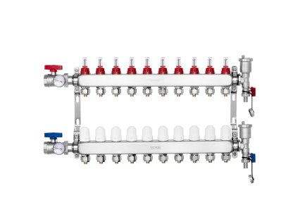 Rozdeľovač podlahového vykurovania 10 vetiev pre pex 1.27 cm