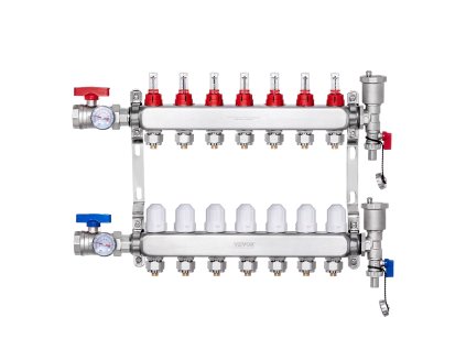 Rozdeľovač podlahového vykurovania 7-odbočný 1.27 cm pex s ventilmi