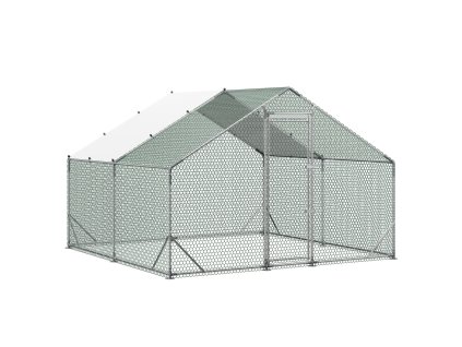 Kurník s výbehom 3×3×2 m, kovový rám, nepremokavá plachta, dvere