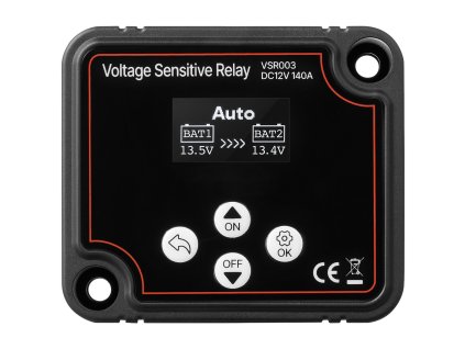 Dvojitý izolátor batérií 12V 140 Amp vsr manuálny a automatický s lcd