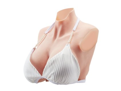 Silikónová náprsná protéza veľkosť k s vysokým výstrihom, slonovinová