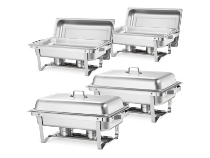 Servírovací ohrievač 9.91L, 4 ks, nerezová oceľ, s pokrievkami