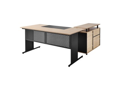 Reverzibilný l-tvarový kancelársky stôl s zásuvkami, nosnosť 158.7 kg