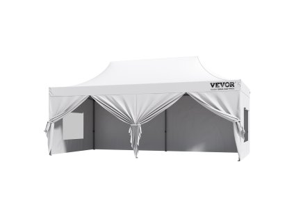 Skladací stan 3.05×6.1 m so stenami a prepravnou taškou biely