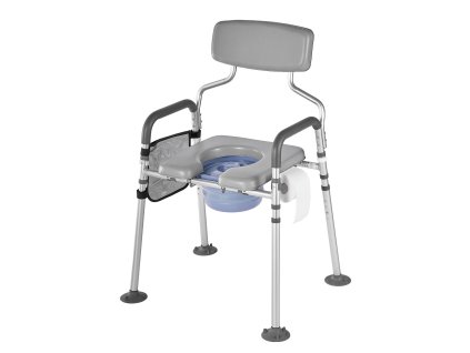 Toaletná stolička s opierkou a polstrovaním, nosnosť 227 kg, 5L vedro