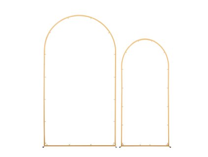Oblúkový stojan na dekorácie 2 ks, zlatý kov, 2,2 m × 1,8 m s krytmi
