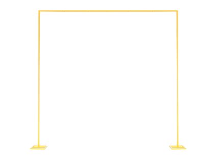 Oblúk na pozadie 2.4 × 2.4 m, štvorcový zlatý kov, jednoduchá montáž