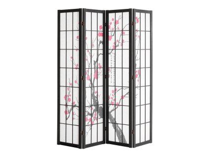 Paraván do miestnosti 4-panelový japonský drevený skladací prenosný