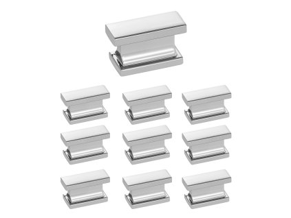 Gombíky 10 ks 36 mm zinková zliatina obdĺžnikové chróm s vrutmi