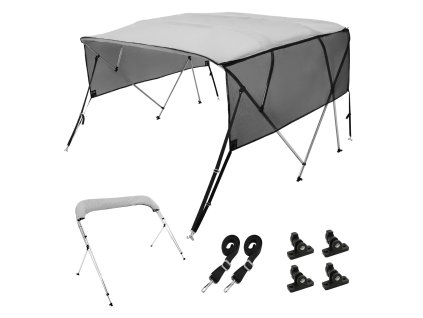 Bimini strecha na čln, 600D polyester, 1" hliník, 8'L×54"H×85"-90"W