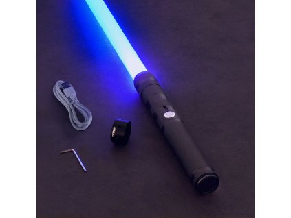 Svetelný meč s 14 rgb farbami, fx zvukom, dobíjateľný, čierny