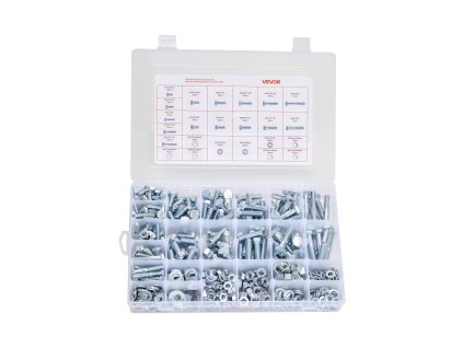 Sada skrutiek, matíc a podložiek 566 ks 1/4-20 5/16-18 3/8-16 zinkované