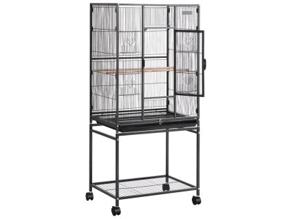 Klietka pre vtáky 625×425×1370 mm, plochý vrch, kŕmidlá, kolieska