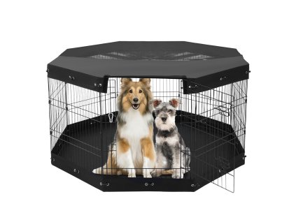 Ohrádka pre psy a malé zvieratá 8 dielov 30"H×24"W kovová s dvierkami