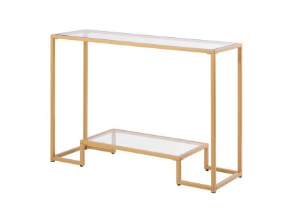 Konzolový stôl 2-poschodový s tvrdeným sklom, zlatý, proti prevráteniu
