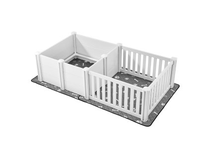 Pôrodný box pre psy 1,86×0,97×0,5 m nastaviteľné dvere, podložka
