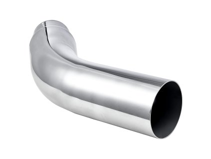 Zahnutá výfuková koncovka 101.6/127 mm, dĺžka 584 mm, chróm, objímka