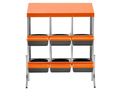 Hniezda pre sliepky 6 priehradok, pozinkovaná oceľ a plast, s nohami