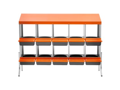 Hniezda pre sliepky, 10 priehradiek, pozinkovaná oceľ a plast, s nohami