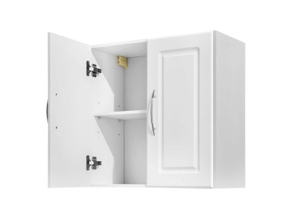 Nástenná skrinka, 2 dvierka, nastaviteľná polica, 30×60×60 cm, biela
