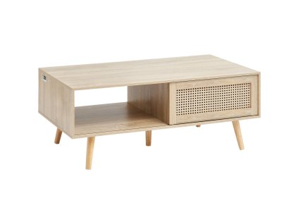 Konferenčný stolík ratan/drevo obdĺžnik 42 inch, s 2 úrovňami
