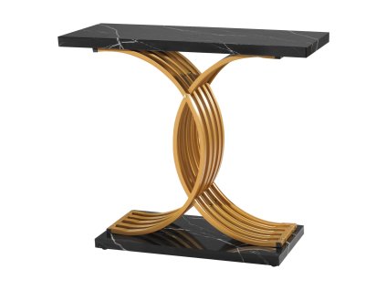 Konzolový stôl 100 cm, drevený obdĺžnik, úzky, kovové nohy do chodby