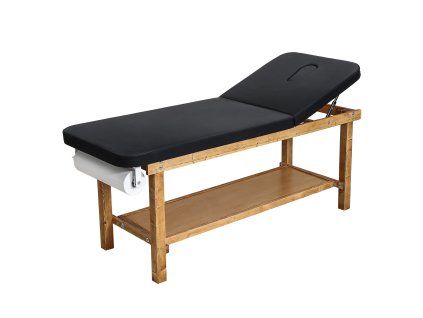 Vyšetrovací stôl s dreveným rámom, nastaviteľné operadlo a polica