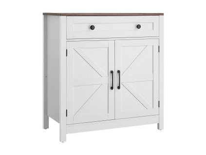 Kávový bar s zásuvkou a 2 posuvnými dverami 75×37.5×80 cm biela