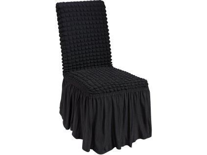 Návleky na skladacie stoličky, 4ks, streč, prateľné, s volánom, čierne