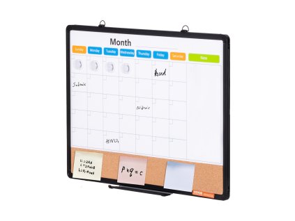Kombinovaná magnetická mesačná tabuľa a korek 24×18" hliníkový rám