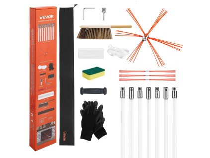 Súprava na čistenie komína 7m, 90° ohybná kefa, náhradné štetiny