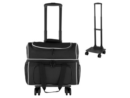 Taška na 2 bowlingové guľe s kolieskami, topánky US 16, rukoväť 950 mm