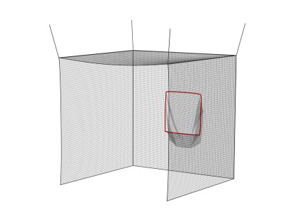 Tréningová klietka na golf 3050×3050×3050mm, 3-vrstvový, 9 otvorov