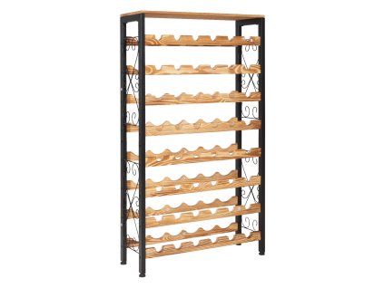Stojan na víno 48 fliaš 8 radov, kov, drevený vrch, 26''×9.3''×46.9''