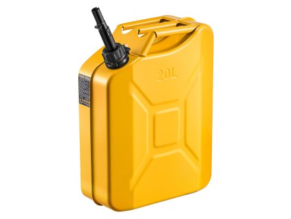 Kovový kanystr na palivo 20 l, výpustná hubica, 6 l/min, žltý
