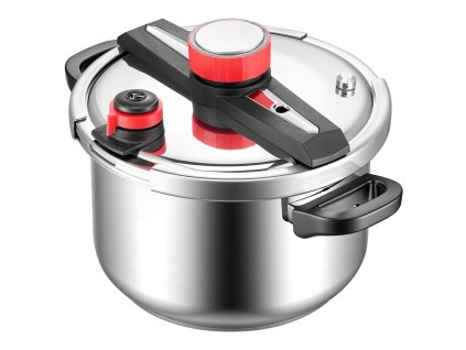 Tlakový hrniec 9 L nerezový 3 nastavenia tlaku, sklenené veko do 100 kPa