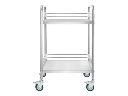 Nerezový servírovací vozík 2-poschodový pojazdný so zámkom kolies