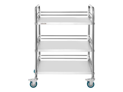 Nerezový vozík, 3 police, zamykateľné kolieska, mobilný servírovací