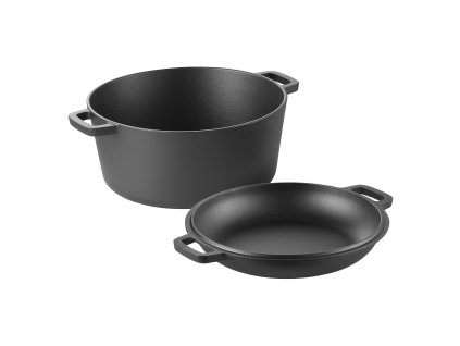 Liatinový hrniec 2v1, predošetrený, 4.7L, panvica-pokrievka, 260 ℃