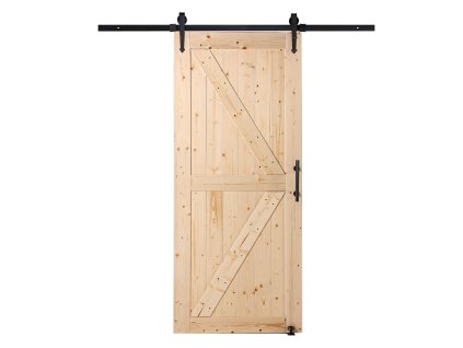 Posuvná smreková dverová sada s kovaním 36"×84", 8-in-1 vodítko a madlo