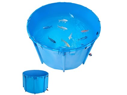Skladací pvc rybník nad zemou 448.8 gal okrúhly s ventilom pre chov