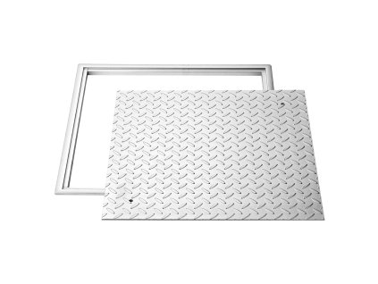 Poklop s rámom 600×600 mm štvorcový, uhlíková oceľ, protišmykový