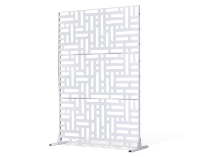 Paraván 3-dielny oceľový stojaci 47"×76" biely na balkón a terasu