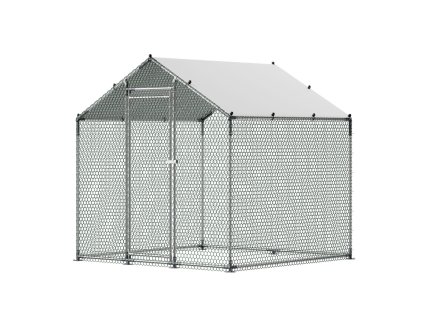 Kovový kurín vstupný 6.56×6.56×6.56ft, s krytom a zámkom, na dvor/farmu